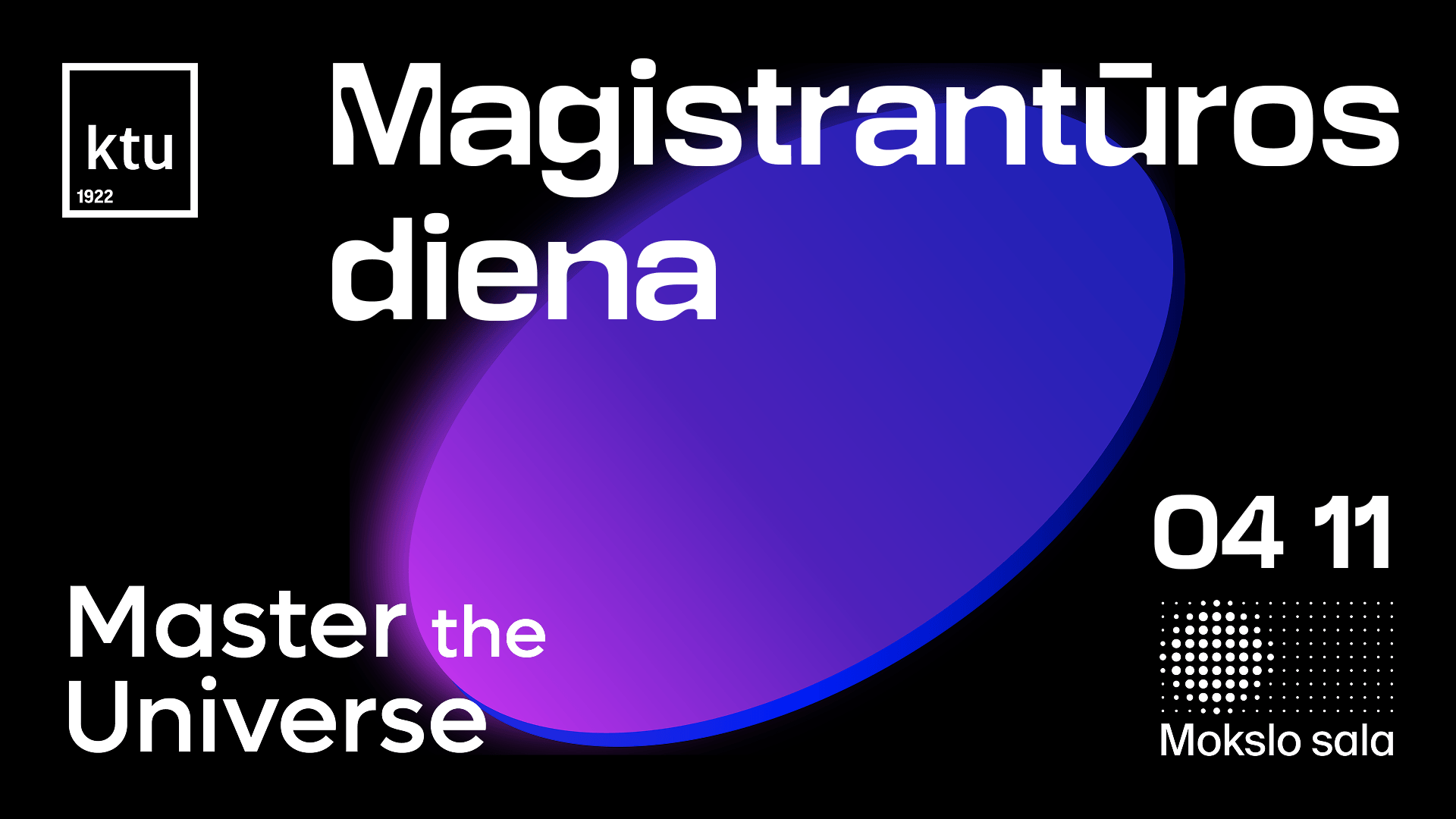 Dekoratyvinis vizualas su KTU logotipu ir kvietimu į renginį